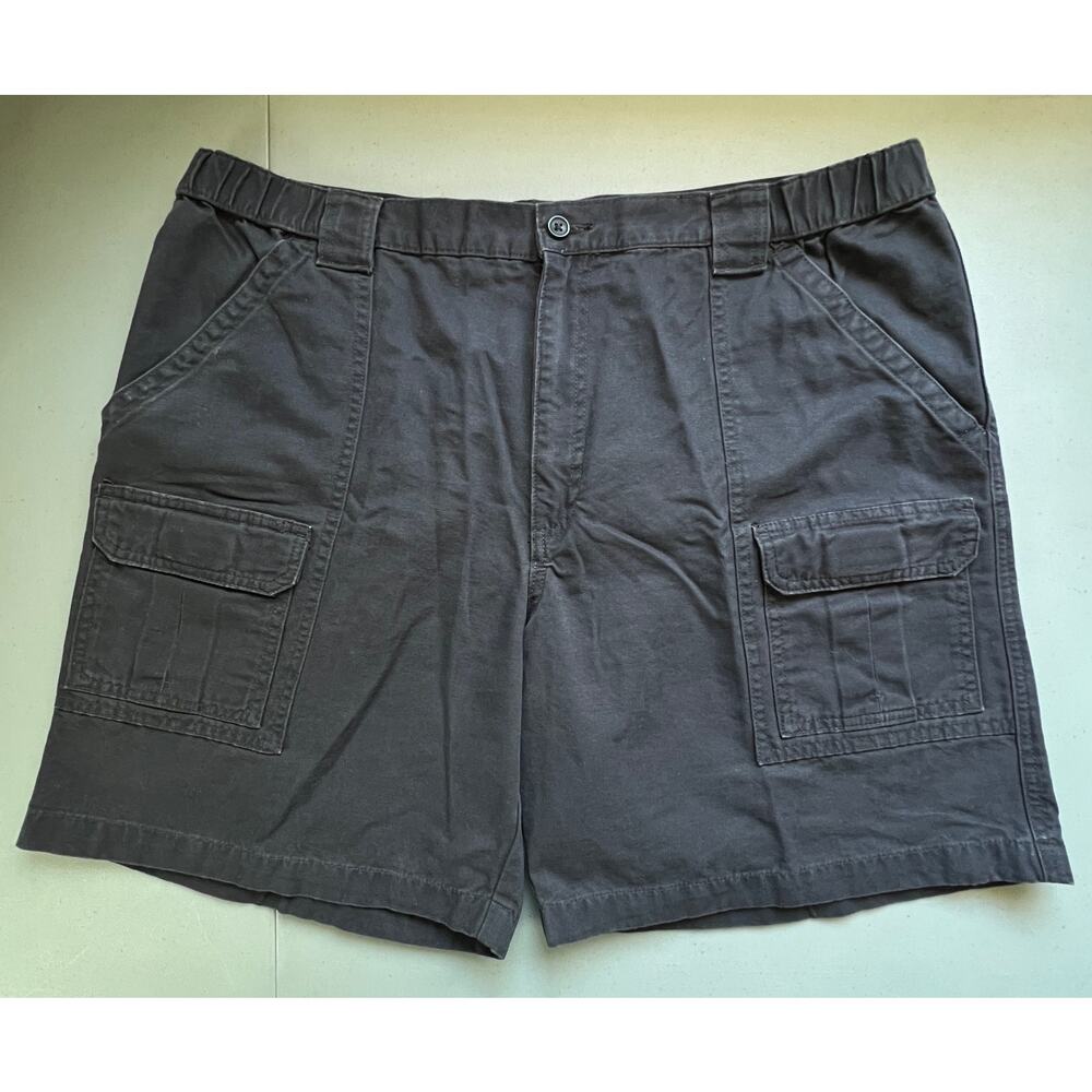 Savane Mens Cargo Shorts Black Size 40 Cotton Elastic Waist Utility Casual